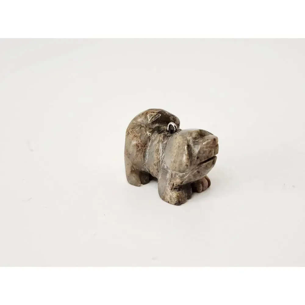 Miniature Carved Soapstone Dog Pendant / Charm